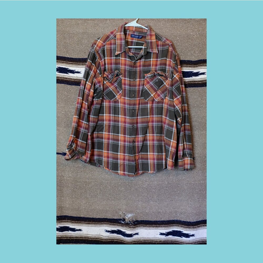 Faded glory plaid flannel button down womens 2XL